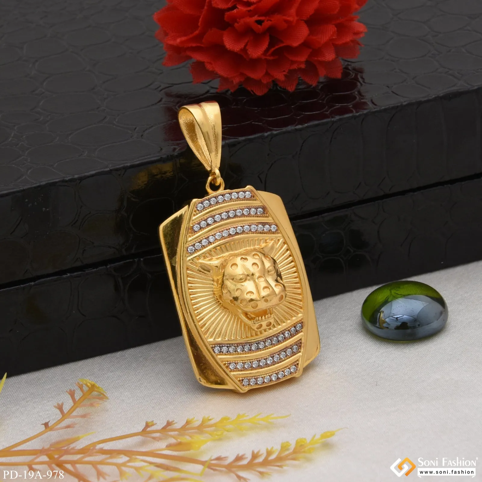 1 Gram Gold Forming Jaguar with Diamond Sophisticated Design Pendant - Style A978