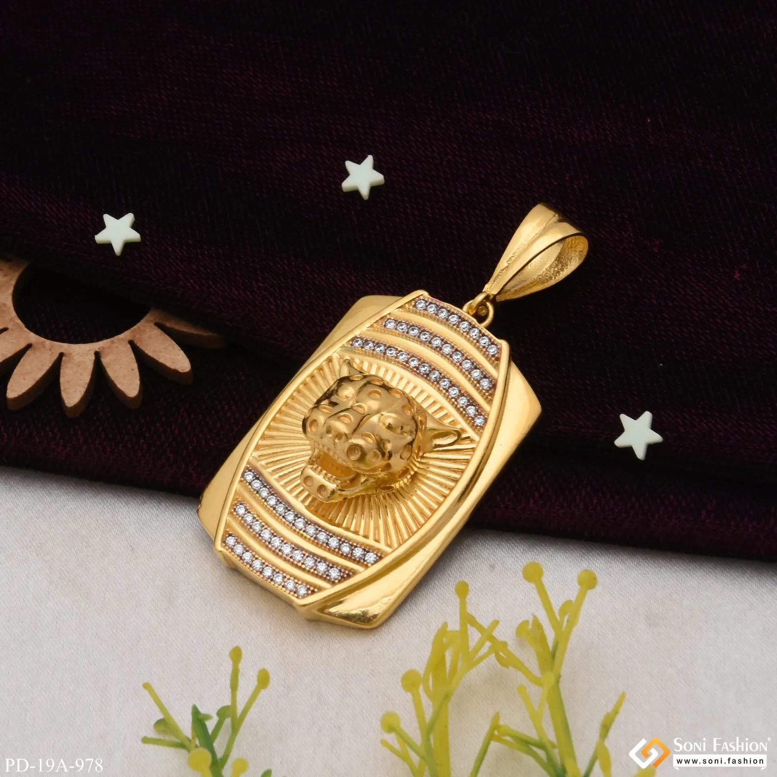 1 Gram Gold Forming Jaguar with Diamond Sophisticated Design Pendant - Style A978