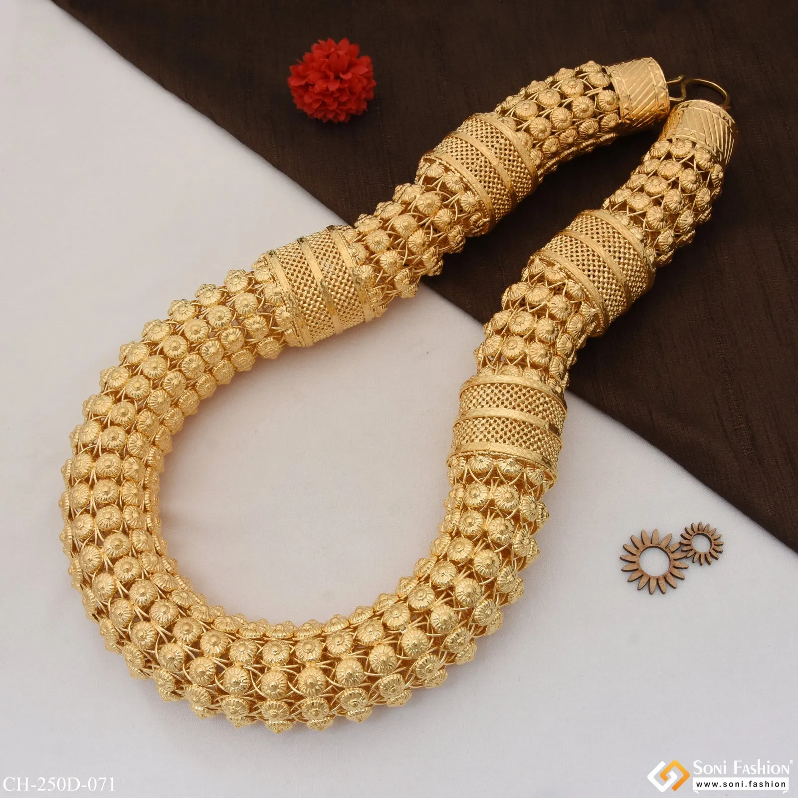 1 Gram Gold Plated Rajwadi Sophisticated Design Chain for Men - Style D071