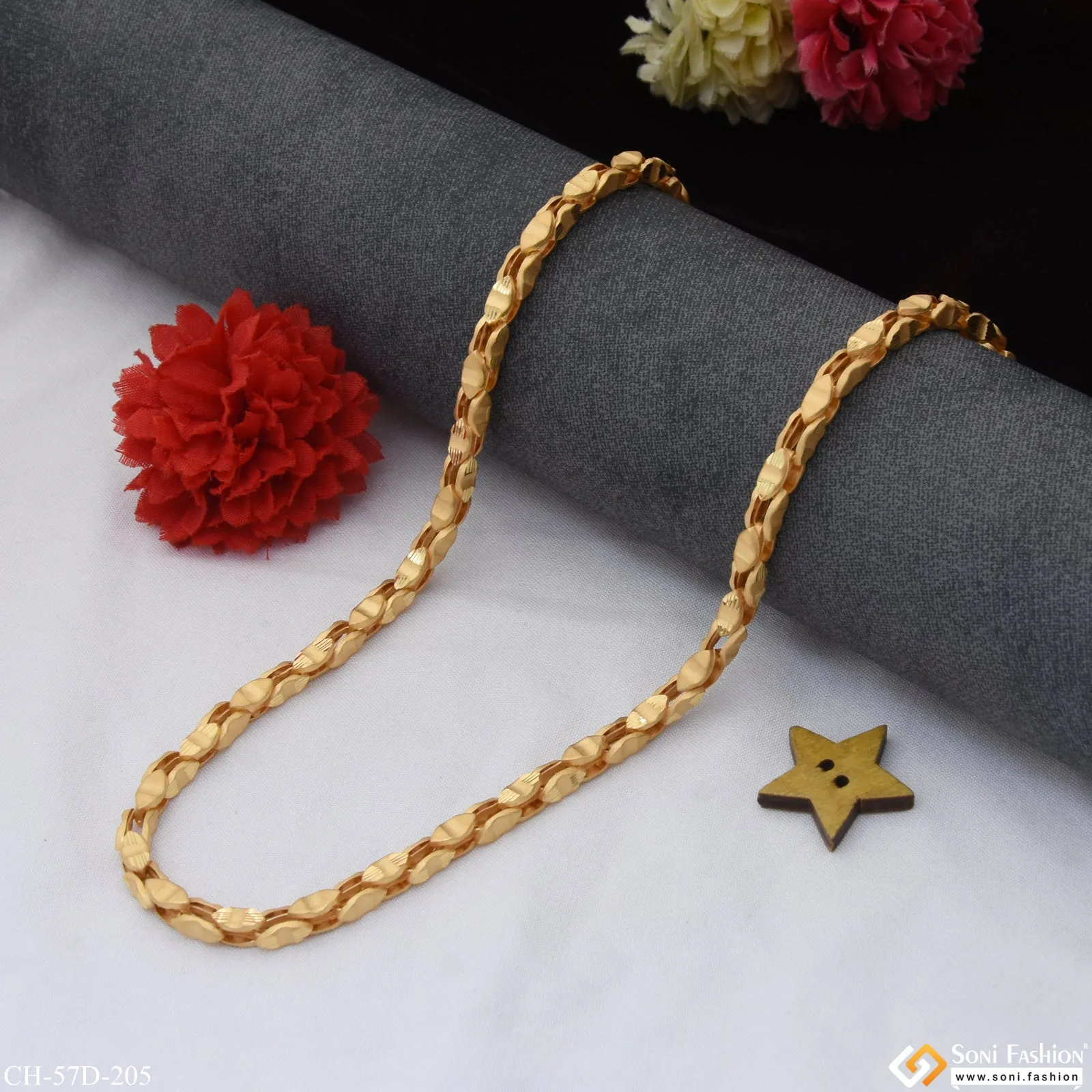 1 Gram Gold Plated Rajwadi Sophisticated Design Chain for Men - Style D205