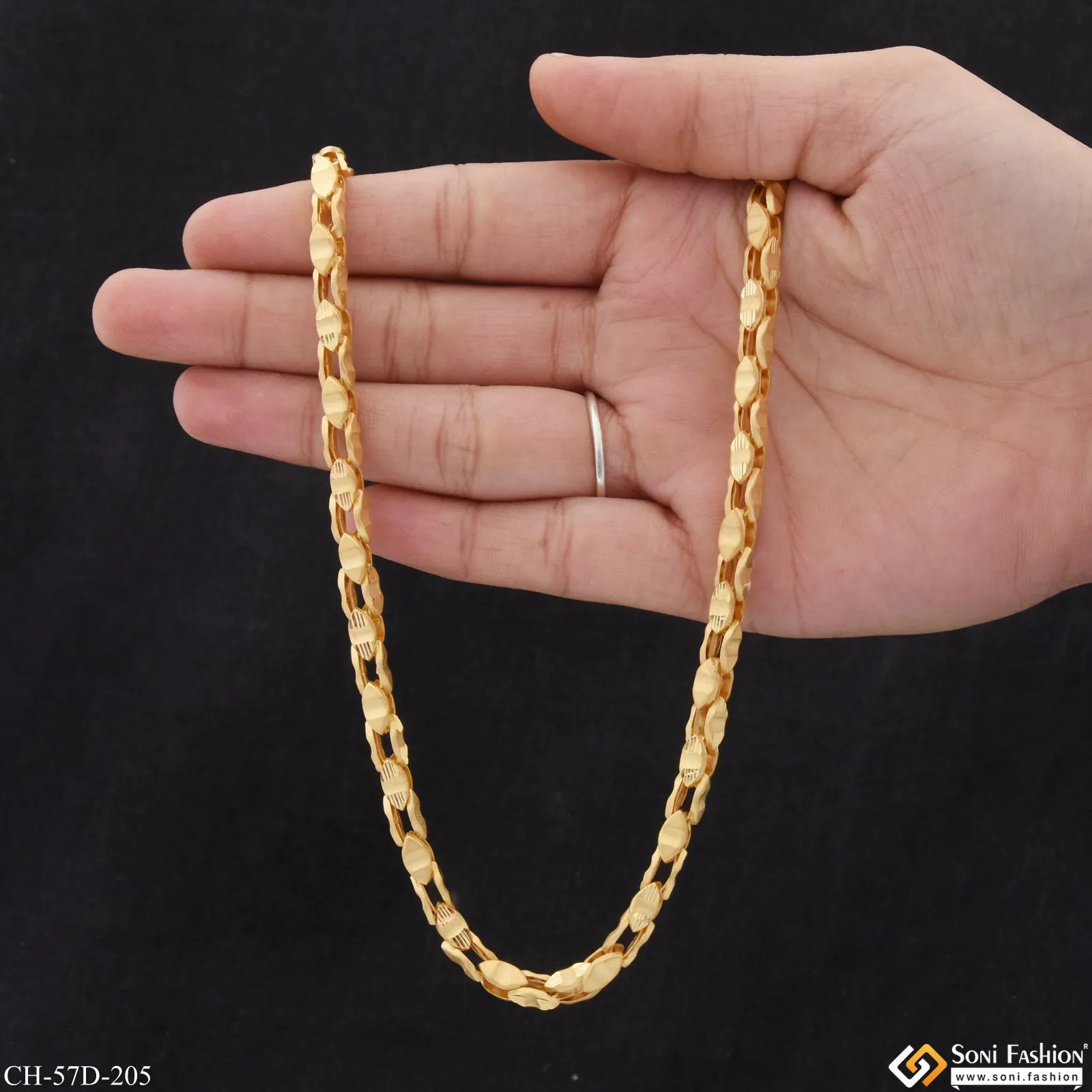1 Gram Gold Plated Rajwadi Sophisticated Design Chain for Men - Style D205