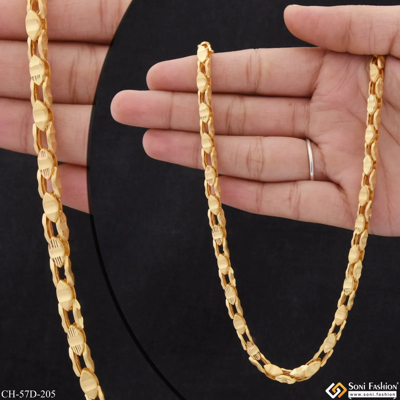 1 Gram Gold Plated Rajwadi Sophisticated Design Chain for Men - Style D205