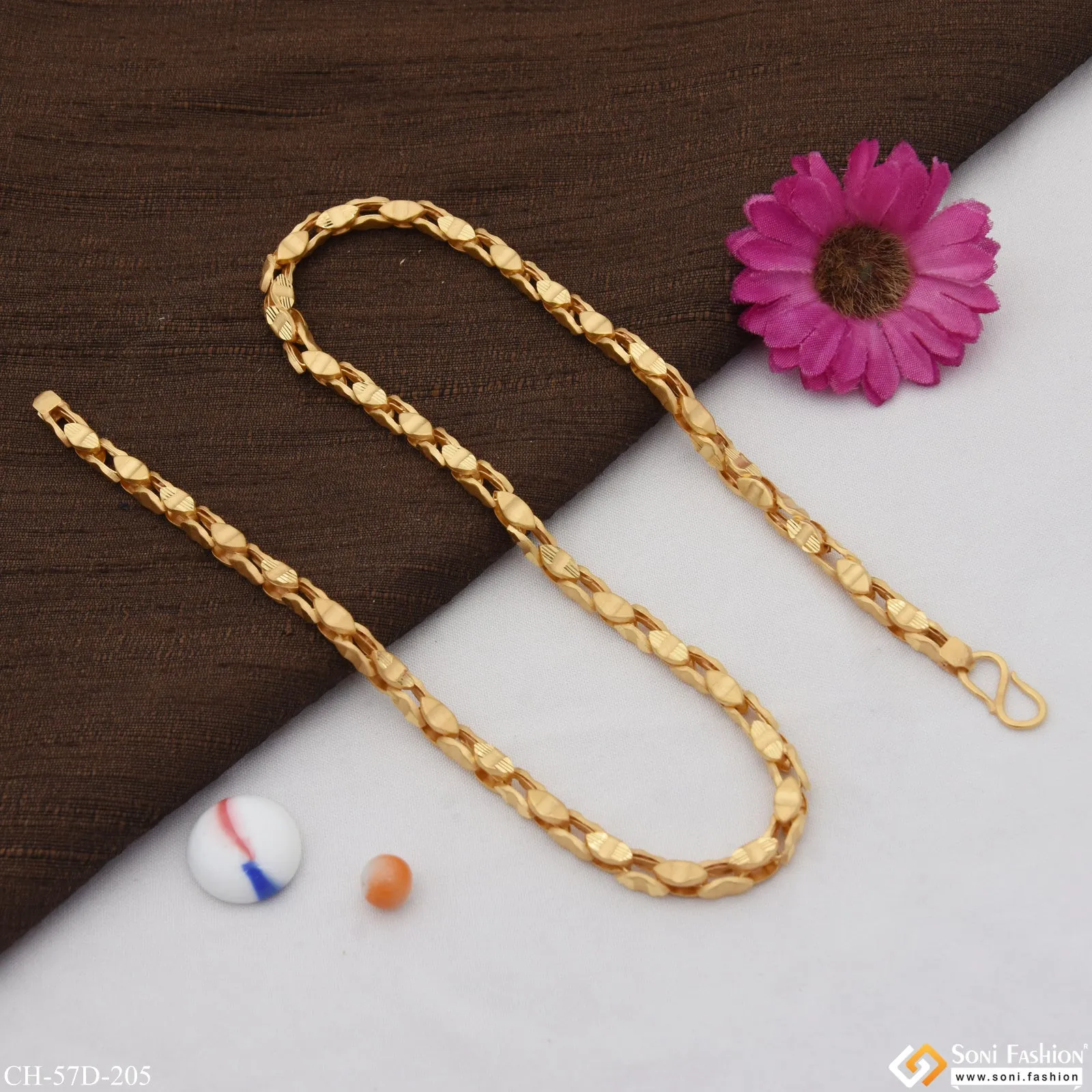 1 Gram Gold Plated Rajwadi Sophisticated Design Chain for Men - Style D205