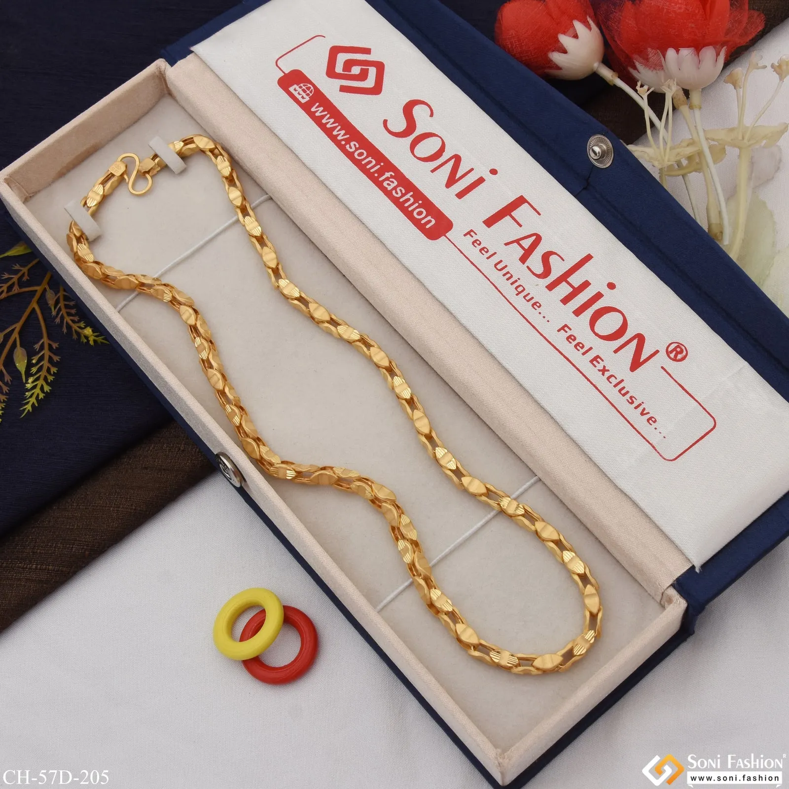 1 Gram Gold Plated Rajwadi Sophisticated Design Chain for Men - Style D205