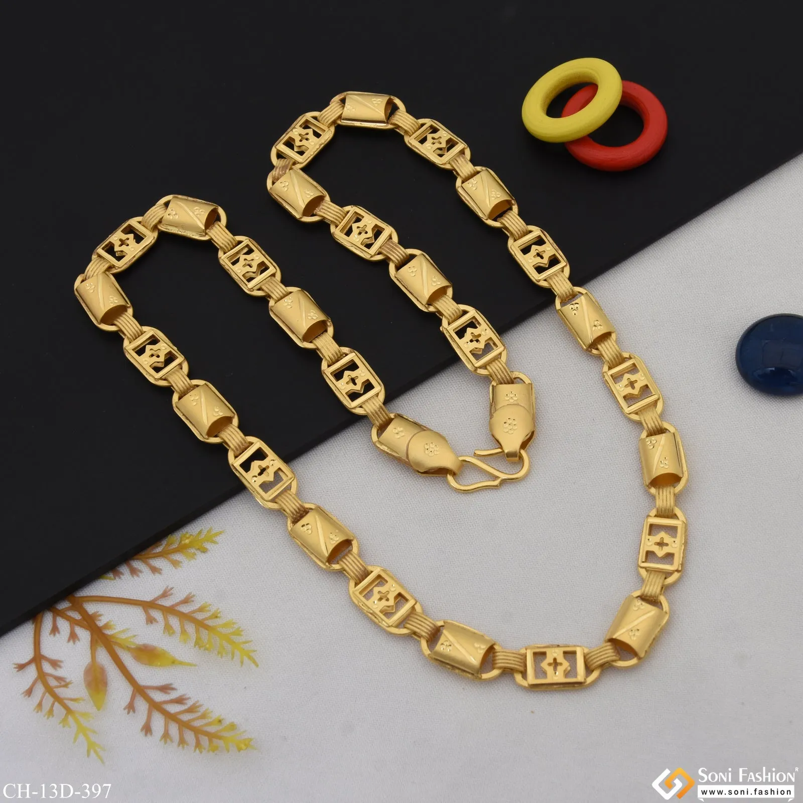 2 In 1 Sophisticated Design Gold Plated Chain for Men - Style D397