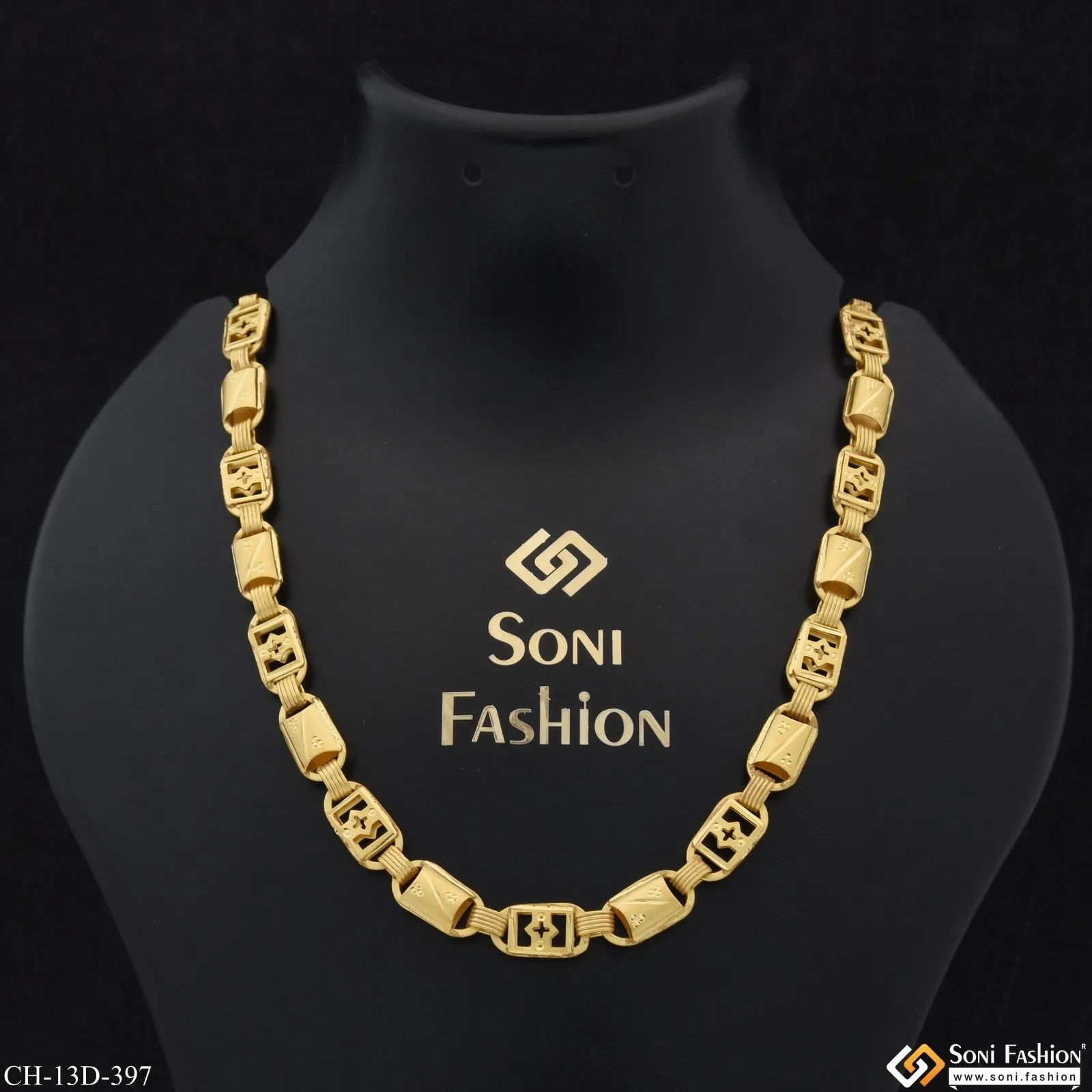 2 In 1 Sophisticated Design Gold Plated Chain for Men - Style D397