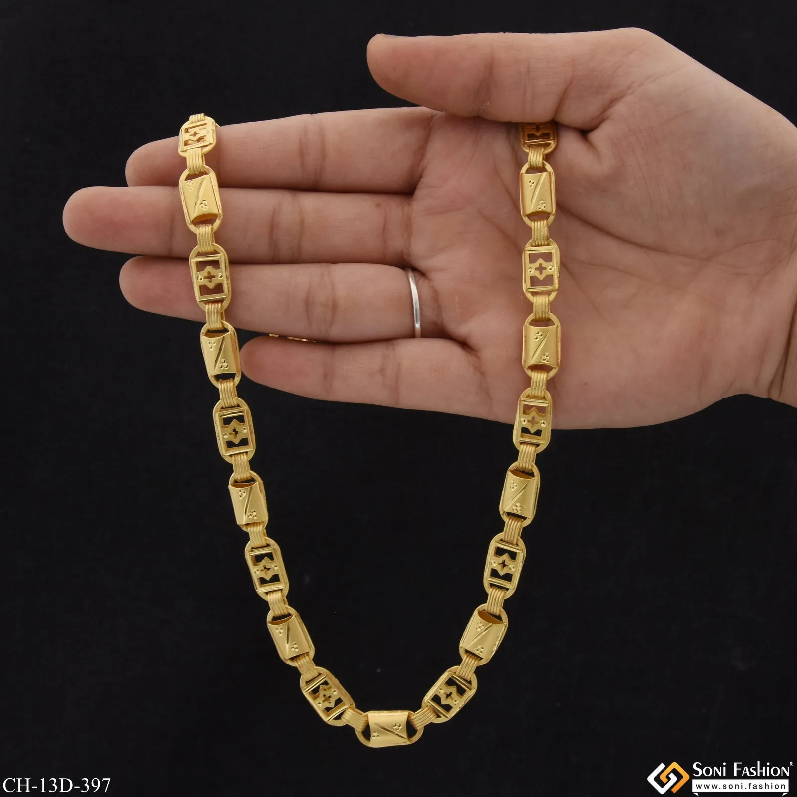 2 In 1 Sophisticated Design Gold Plated Chain for Men - Style D397