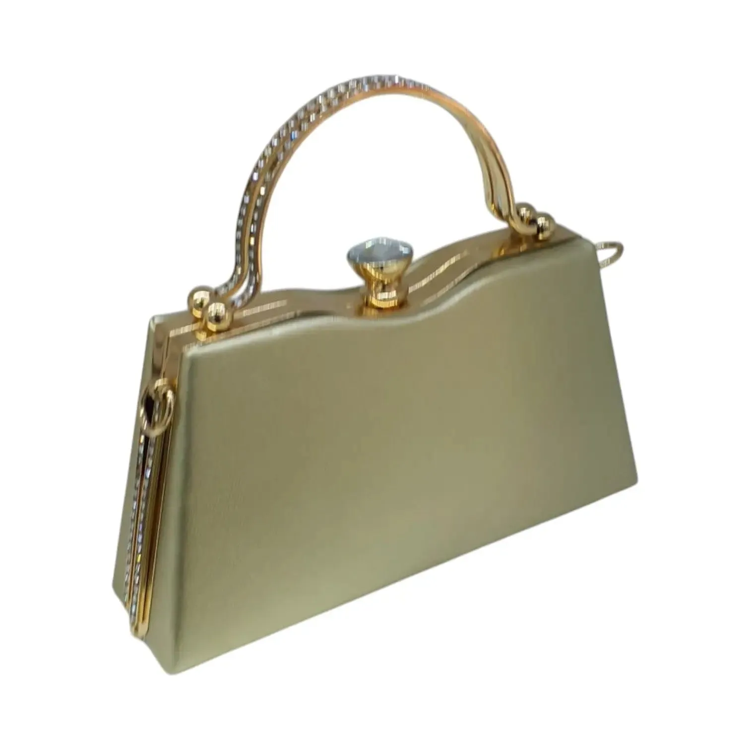 Floral Pearl Embellished Gold Evening Clutch