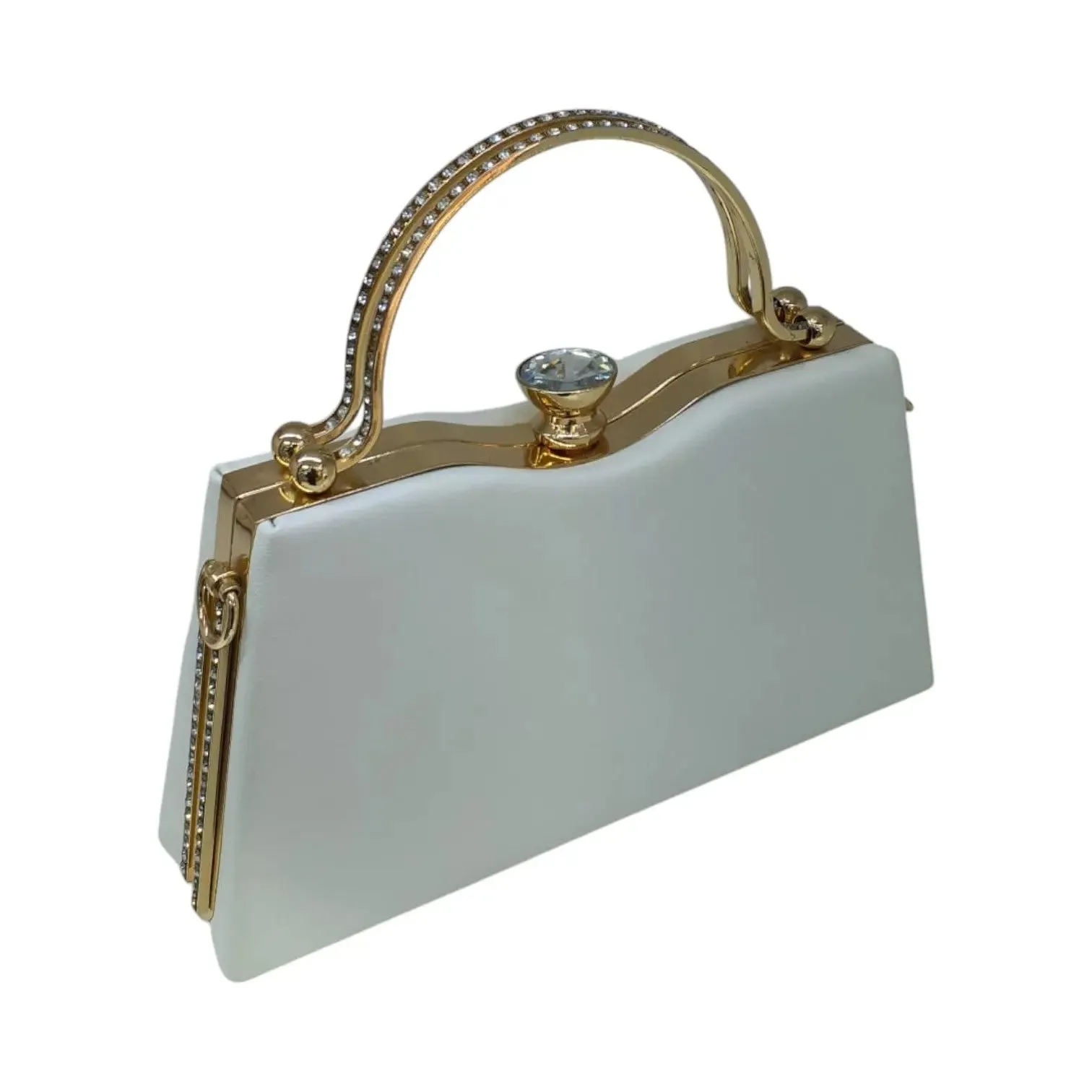 Floral Pearl Embellished Gold Evening Clutch