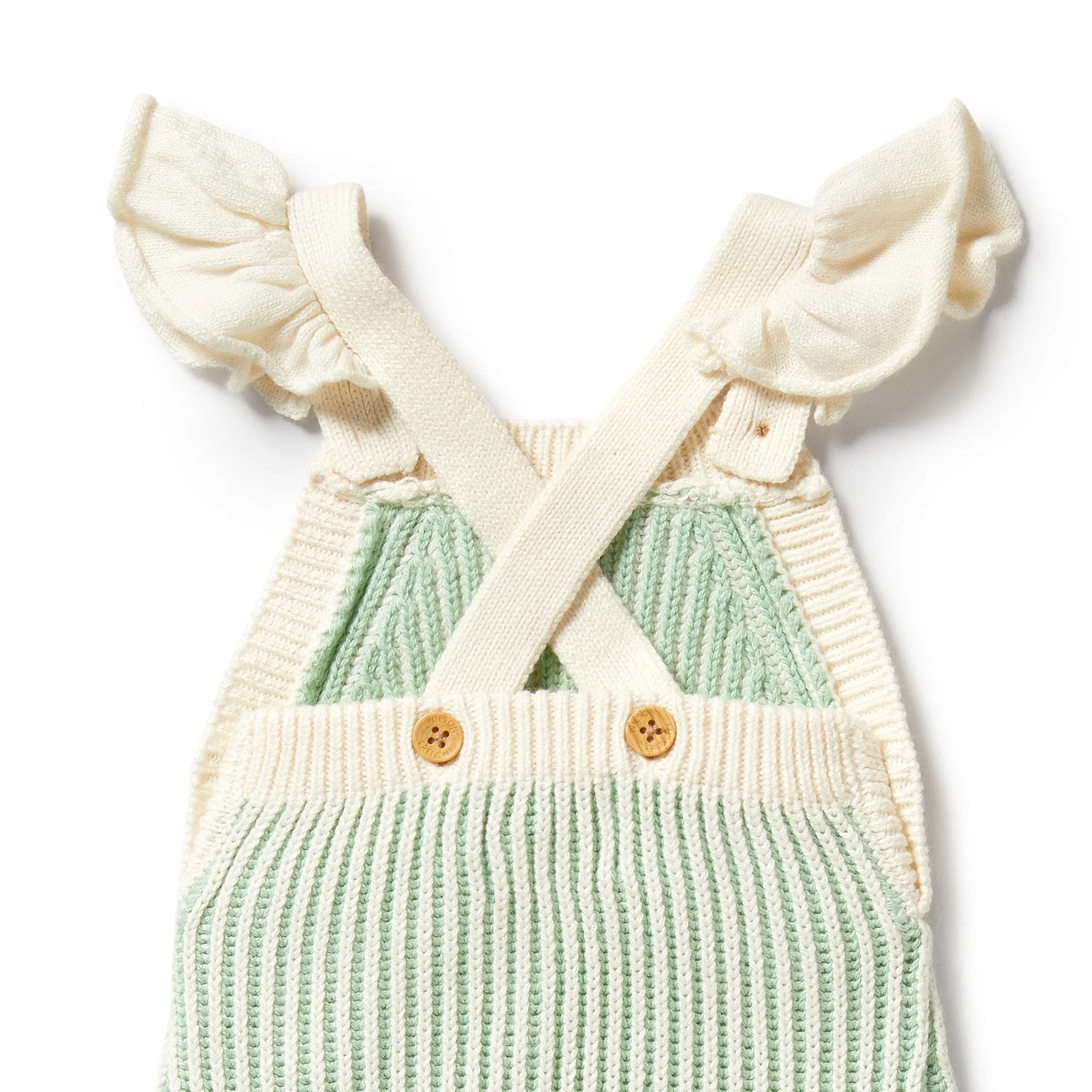 Knitted Ruffle Overall | Mint Green