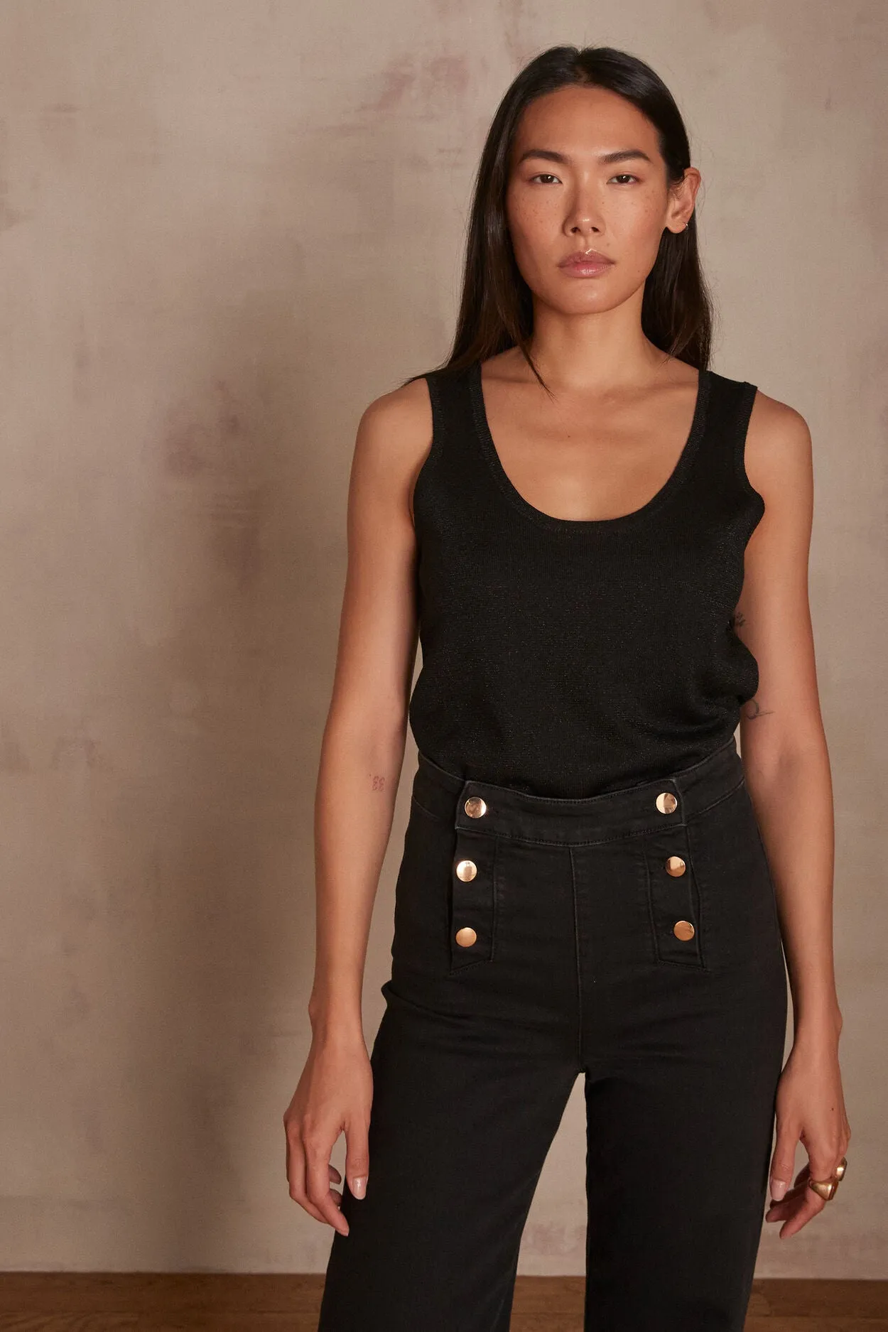 LILOU BIS BLACK CAMISOLE TOP