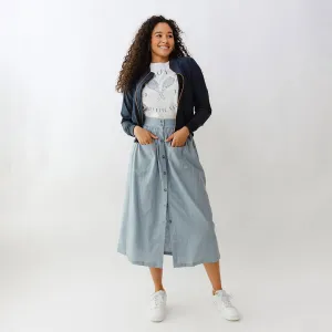 Maxi Button Skirt, Blue