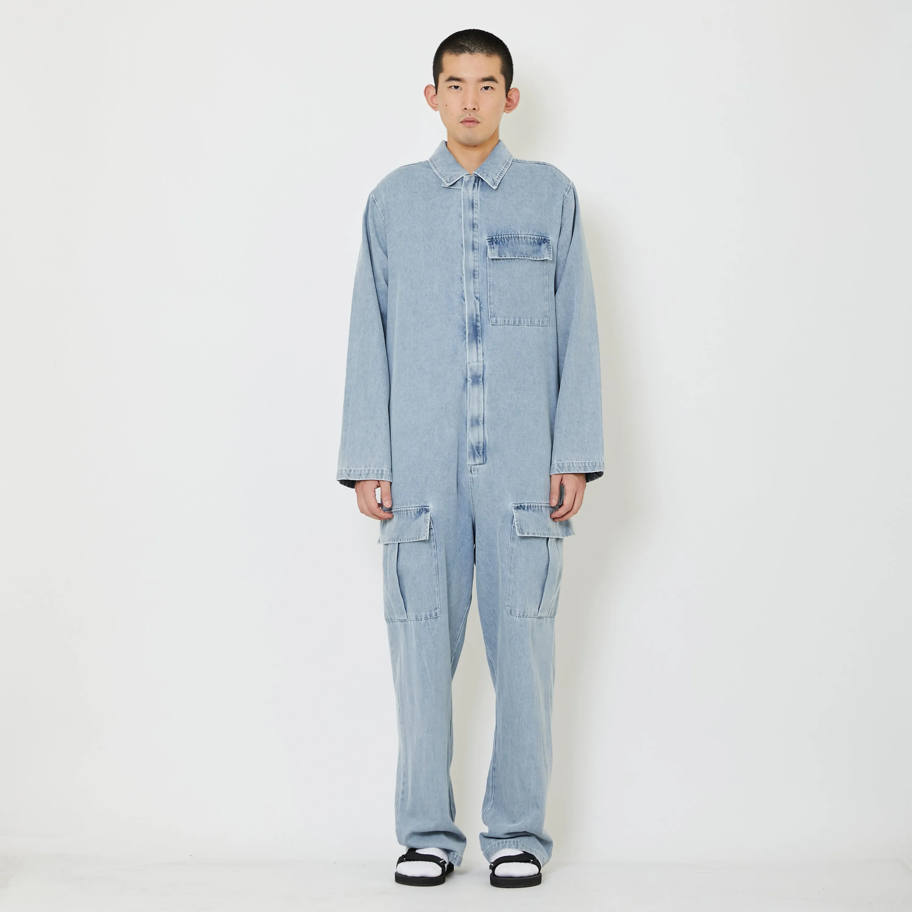 Men Denim Dungaree - Light Blue - SM2403057A