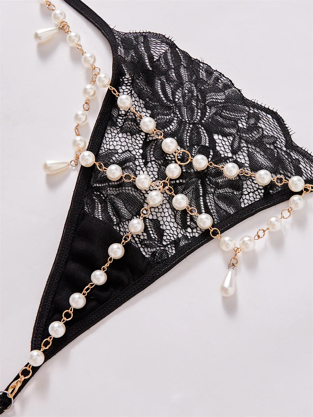 Midnight Pearl Chain Lace Panty