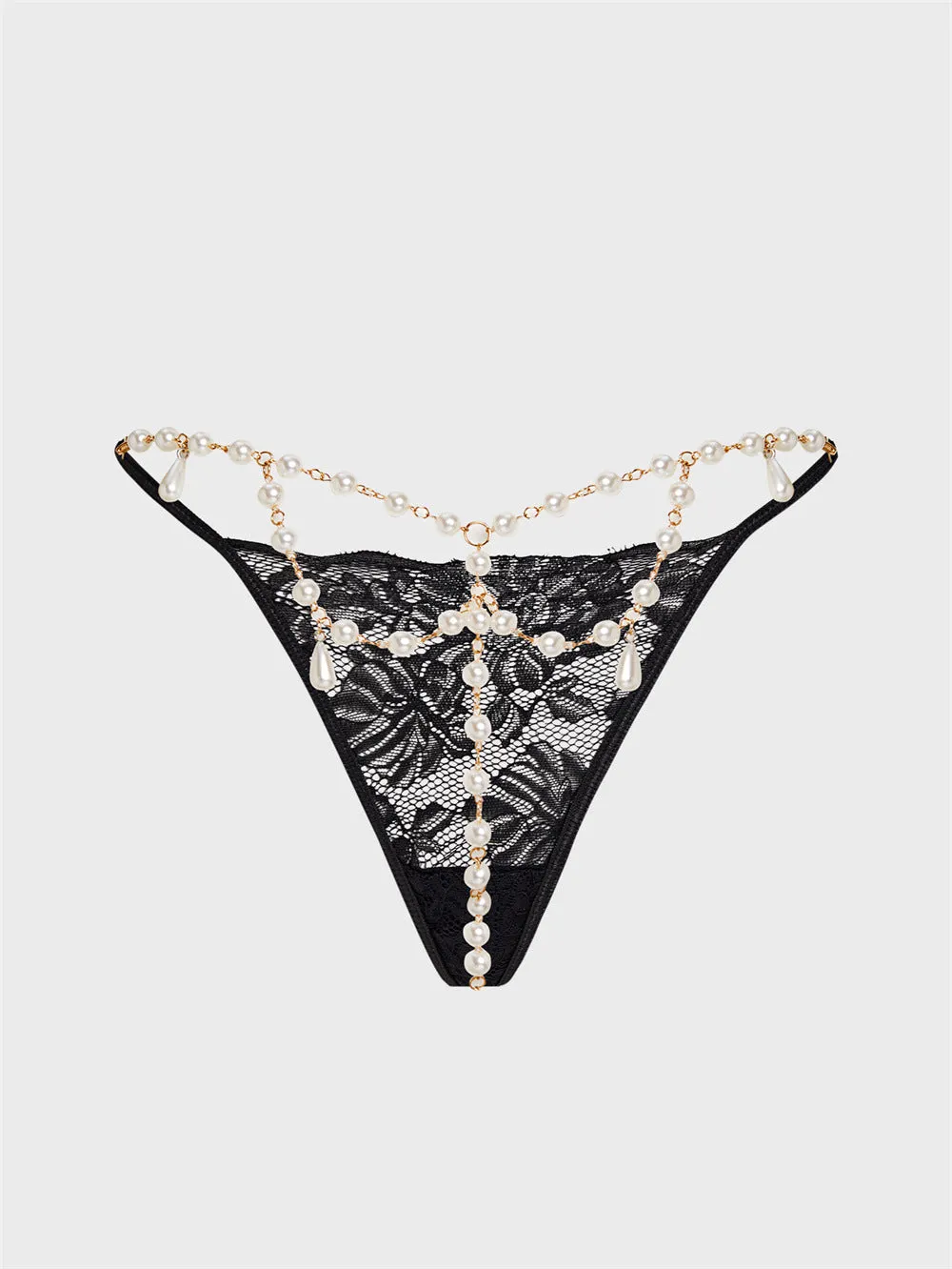 Midnight Pearl Chain Lace Panty