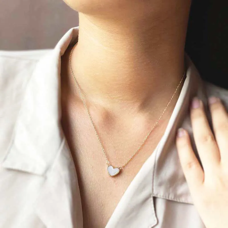 Mother of Pearl Dual colour Heart Necklace