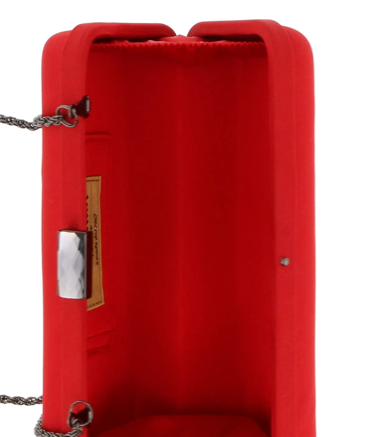 Scheilan Crimson Red Satin Box Clutch /A