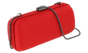Scheilan Crimson Red Satin Box Clutch /A