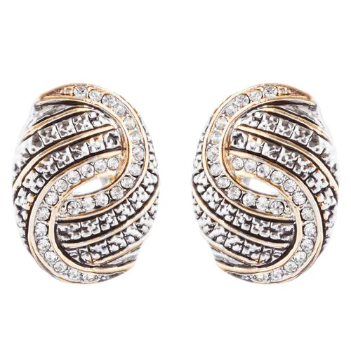 Sophisticated Classic Gorgeous Two-Tone Crystal Rhinestone Earrings E1002 GDSV