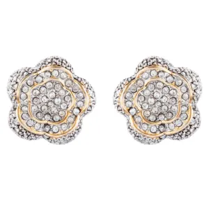 Sophisticated Classic Gorgeous Two-Tone Crystal Rhinestone Earrings E992 GDSV