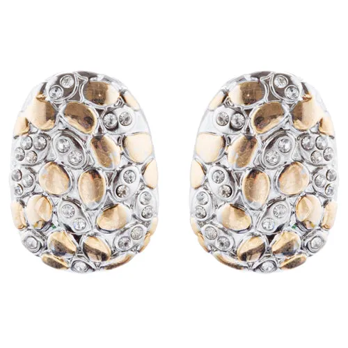 Sophisticated Classic Gorgeous Two-Tone Crystal Rhinestone Earrings E993 GDSV