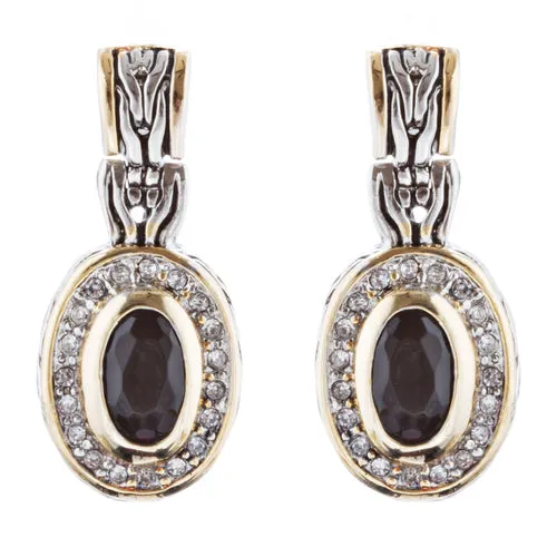 Sophisticated Classic Gorgeous Two-Tone Dangle Style Earrings E1000 Gold Black