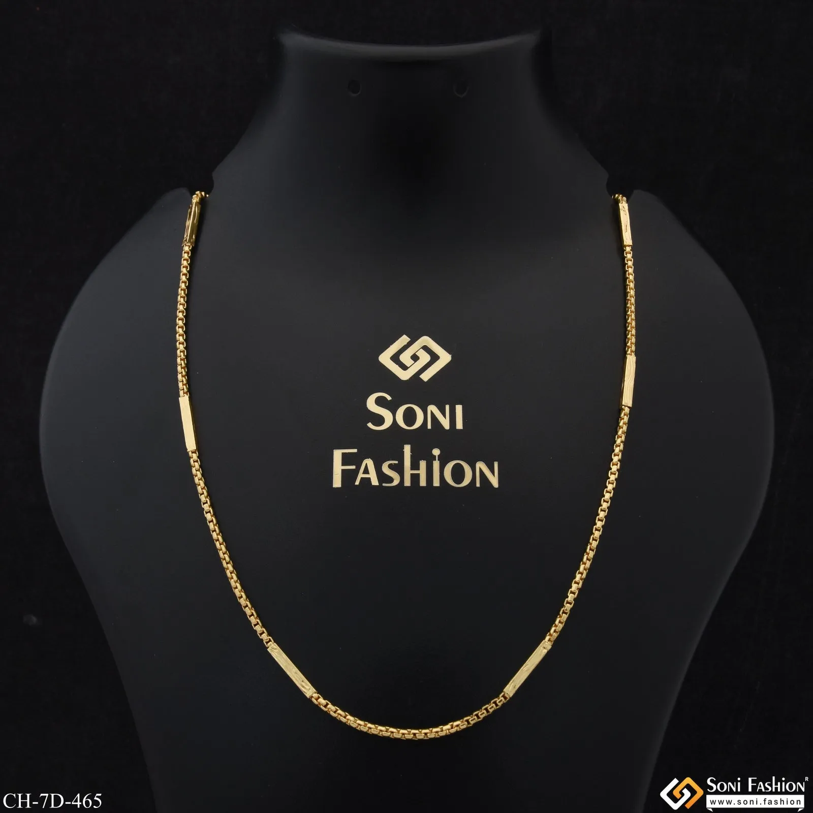 Sophisticated Design Gold Plated Box Chain for Men - Style D465