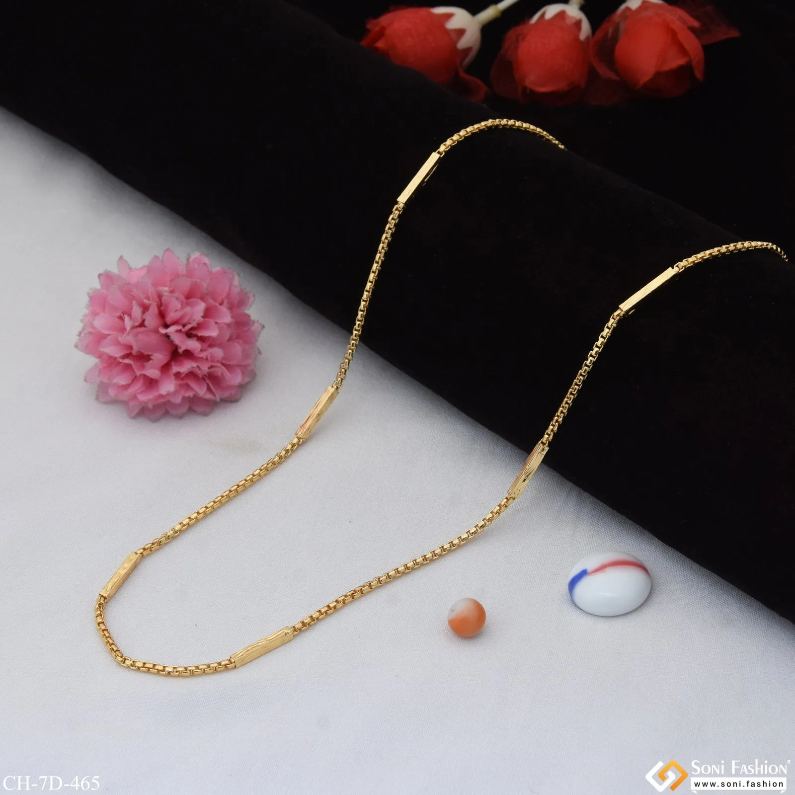 Sophisticated Design Gold Plated Box Chain for Men - Style D465
