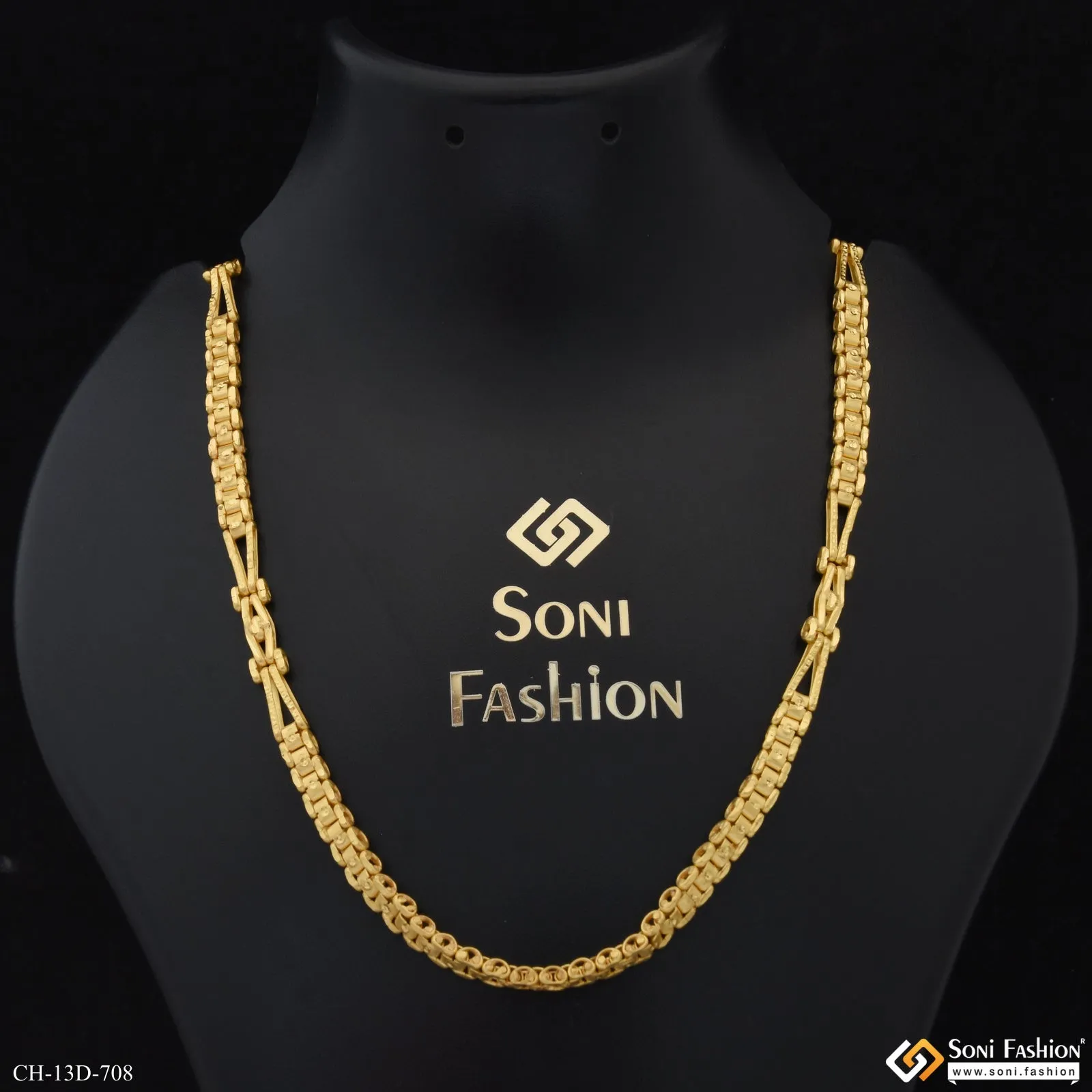 Sophisticated Design Gold Plated Box Chain for Men - Style D708