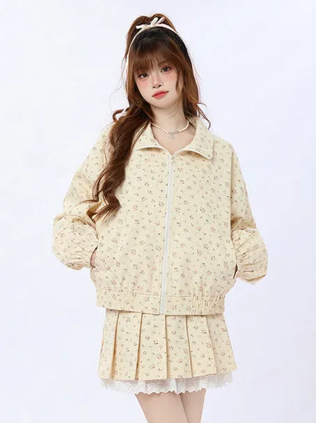 Zip Pleated Lace Jacket Small Short/Long   Rollal Skirt